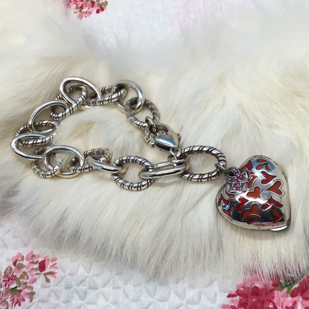 Brighton Power of Pink 2 Piece Magnetic Heart Chain Link Bracelet